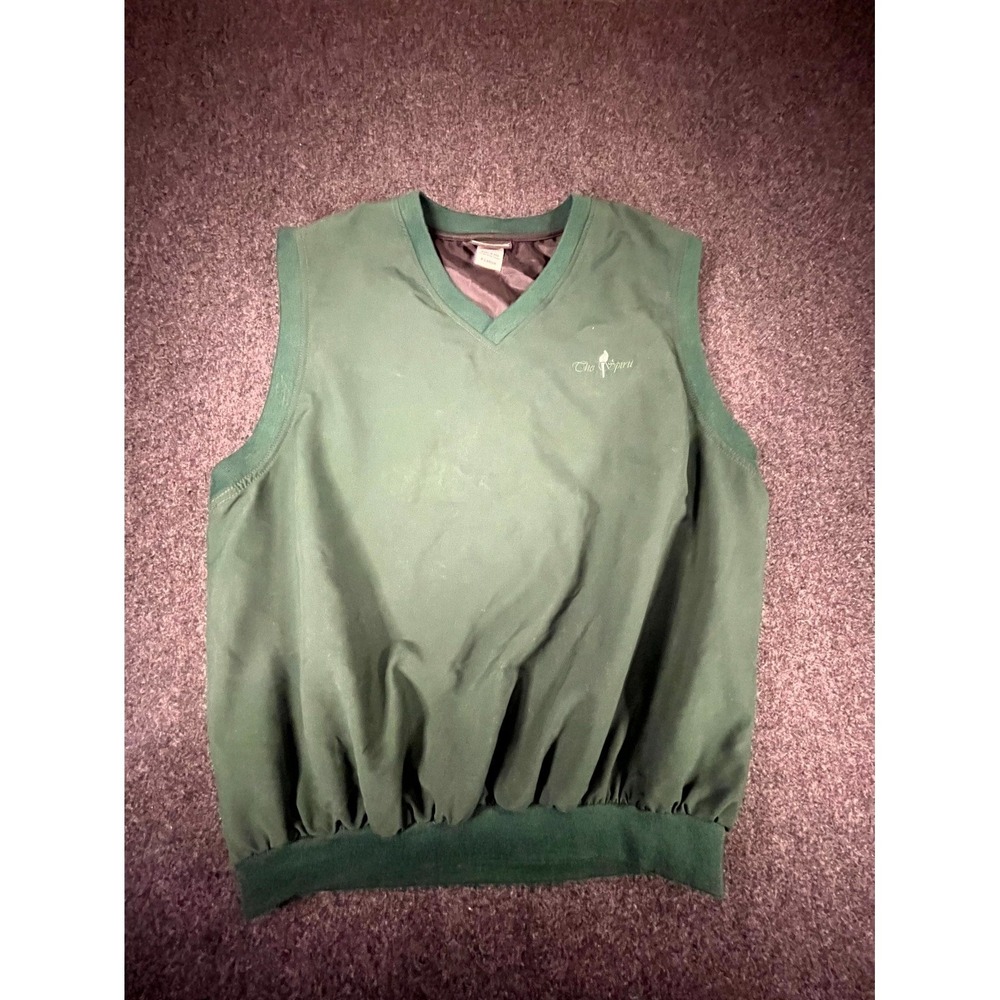 Vintage Roche Sports The Spirit Wind Vest Mens XL Green Lined V Neck Ribbed Golf
